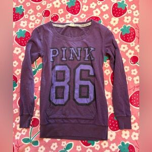 PINK Victoria’s Secret Purple “86” Varsity Pullover Sweatshirt